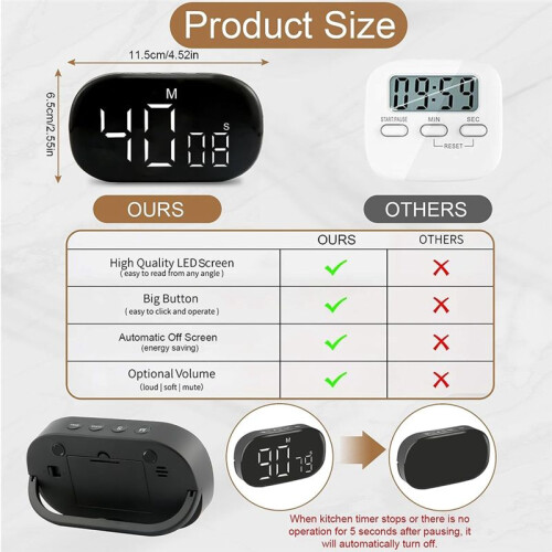 Timer da Cucina Digitale, Timer Digitale per Uova, Timer da Cucina Digitale, Cronometro, Sveglia, per Imparare, Cucinare 2