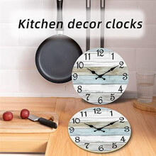 Wall Clock Bathroom Clock, Rustic Wall Clocks Battery Operated, Silent Non Ticking Wooden Coastal-Each Clock Home Decor