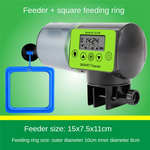 Automatic Fish Feeder +Feeding Circle Fish Tank Auto Feeding Dispenser LCD Indicates Timer Aquarium Accessories-A 2