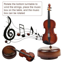 Violine-Spieluhr, -Vintage-Spieluhr mit Drehbarem Sockel, Klassisches Nachbildungsinstrument, Bastelmodell, Geburtstagsgeschenk