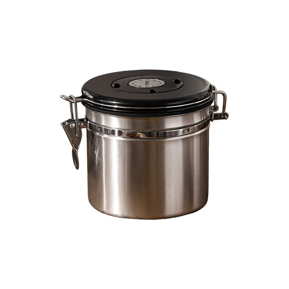 Coffee Canister Airtight Bean Container With Date Tracker Stainless Steel Kitchen Storage Box 1.2L As Shown Tauoh