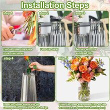 Support D'Arrangeur de Fleurs, Support D'Arrangement Floral, Fournitures de Couvercle de Fleur Réutilisables pour la Fixation des Plantes, Argent