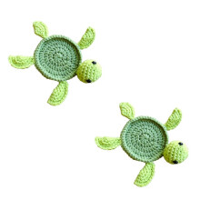 Porta-Copos de Tartaruga de Crochê para Bebidas, Porta-Copos Engraçados Feitos À Mão, Conjunto de Porta-Copos Fofo para Café, Decoração de Mesa