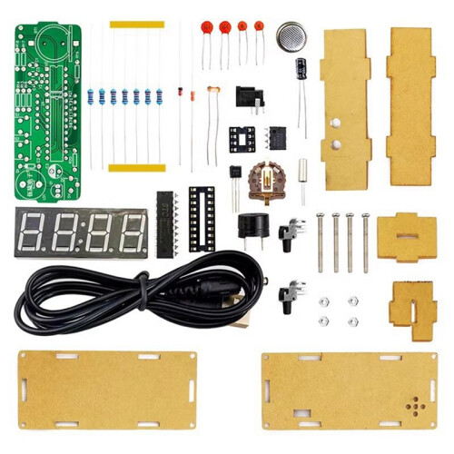 4-Digit Digital DIY Clock Kits with Acrylic Shell, DIY Alarm Clock Soldering Practice Kit for Learning Electronics,A 2