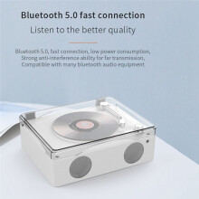 Retro CD Player 5.0 Rechargeable Built-in Speaker Portable Music Player USB HiFi Player with Infrared Remote A