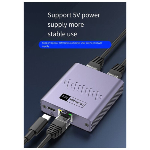 Network Cable Splitter, Gigabit Network Port, One to Two Allocation, Interface Extension, One to Two Conversion