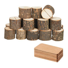 20 Portanúmeros de Mesa de Madera con 30 Portatarjetas de Lugar, Portafotos para Fiestas, Bodas y Portatarjetas de Notas