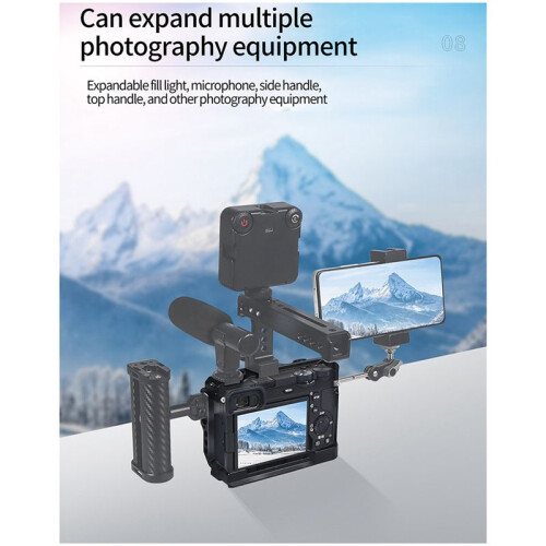 A6700 DSLR Camera Cage Rig Top Handle Cold Shoe Mount Microfone Flash Light Bracket para  A6700 Stabilizer Holder 2