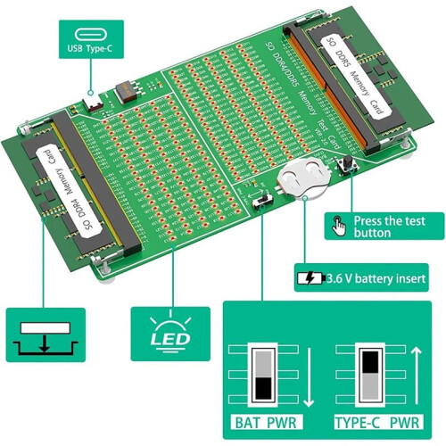 SO DDR4/5 Memory Tester Laptop Memory Test Diagnosis Adapter PCB Circuit Testing Tool Memory Tester Tool 1