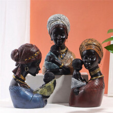 Décor à la Maison, Sculpture D'Art Africain, Décor Africain, Statue de Femme et de Fils, Parfait pour la Décoration de Table de Salon Rouge