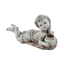 Kid with Solar Lights Garden Decoration Outdoor Statue Resin Jar Boy Flowerbed Yard Sculpture Decor
