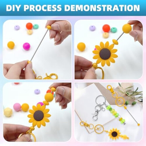 20pcs Beadable Keychains Bars,Diy Multicolor Blank Beadable Keychains-Keychain Bars for Beaded Keychain Making Kit 2