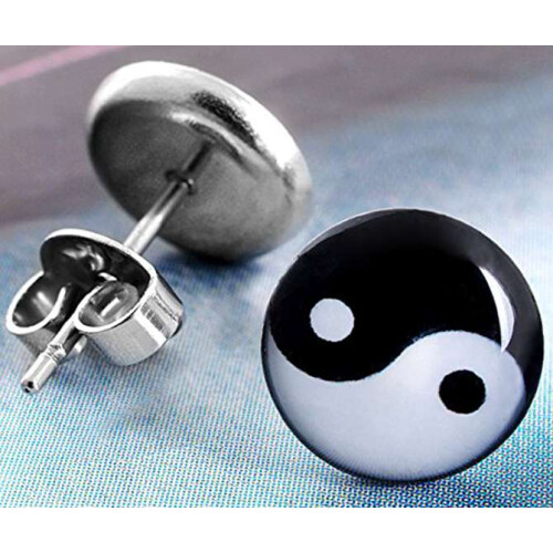 PAIO ORECCHINI A PERNO ROTONDO SIMBOLO YIN E YANG 10mm 2