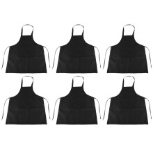 Grembiule da Cucina Nero, Confezione da 6, con 2 Tasche, Grembiule Anti-Sporco, Adatto per Barbecue, Cucina, Cucina, Ristorante