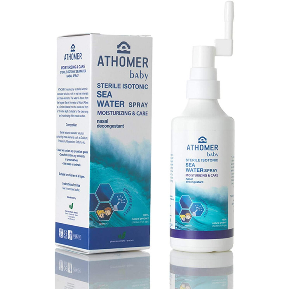 Nobu Baby All Natural Sea Water Moisturising Nasal Spray For Mucusy Babies, Newborns Or Adults - Colds, Sinusitis, Blocked Nose & Hayfever - (100Ml)