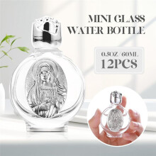 12 Bouteilles D'Eau Bénite en Verre Gaufré, Contenants D'Eau Bénite Portables, Bouteilles de Bénédiction pour Église, Argent