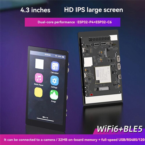 4.3-Inch ESP32-P4/ESP32-C6 Development Board with IPS Capacitive Touch Screen 480x800 for Advanced Touch Programming 1