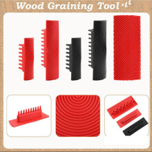 Holzmaserungs-Werkzeugset - Holzmaserungs-Malerrolle mit Griff für Wand, Boden, Deck, Möbel, DIY-Raumdekoration