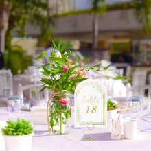 Tischnummern 1-20 für Hochzeiten mit 20 Tischnummernhaltern, Tischnummernkarten in Weißgold mit Platzkartenhaltern
