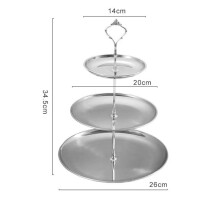 Stainless Steel Multi-Layer Tray Dessert Plate Fruit Plate Snack Plate Display Plate Cupcake Rack Silver