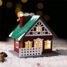 Décoration de Noël Pendentif Maison en Bois Bricolage Ornements de Noël Lumineux Ornements de Bureau Ornements Suspendus A