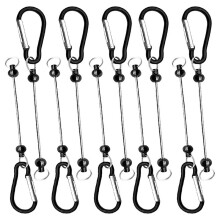 10 Pcs Beadable Keychian Bars Small Carabiner Clips DIY Beaded Key Chains Charm (No Beaded Included) Black