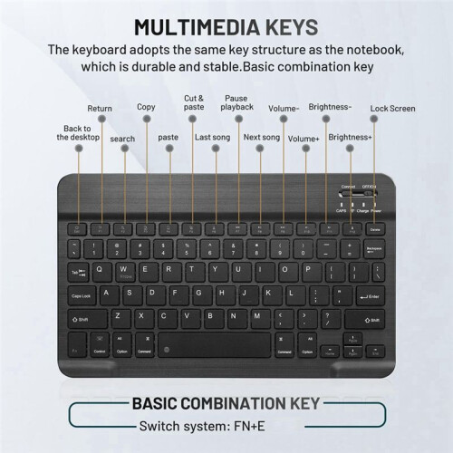 10-Inch  Keyboard with Battery-Powered Mouse Ultra-Thin Wireless Mouse and Keyboard Set for Android Windows A