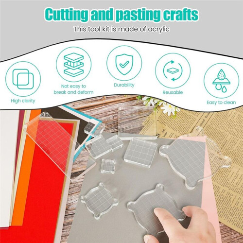 10PCS Acrylic Stamp Block,Versatile Assorted Size Stamp Blocks, Stamping Platform Stamping Tools Set for Card Making 2