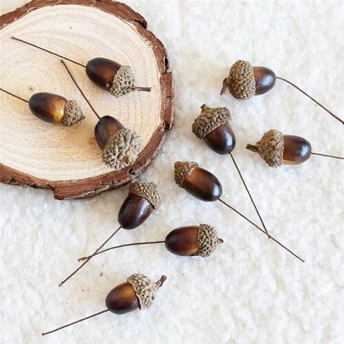 100PCS Decor AcornOrnaments Artificial Acorns Crafts Christmas Tree Nuts Decorative