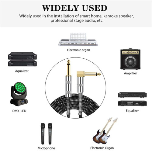 Vergulde Microfoon Audiokabel 6,35 mm Stereo Microfoonkabel Mixer Verlengkabel B 2 Meter 1