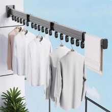 Wandmontierter, Faltbarer Wäscheständer Aus Aluminiumlegierung, Perfekt Balkon, Schlafzimmer, Küche, Wohnzimmer B, Weiß