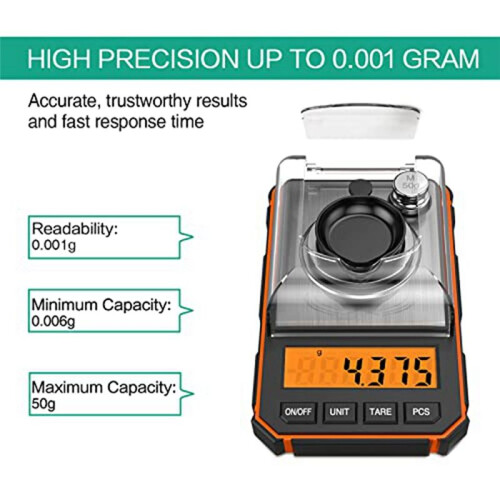 Fine Scale 0.001G, Digital Milligram Scale 50G / 0.001G, Digital Pocket Scale com Display LCD, Lab Digital Scale,Azul 2