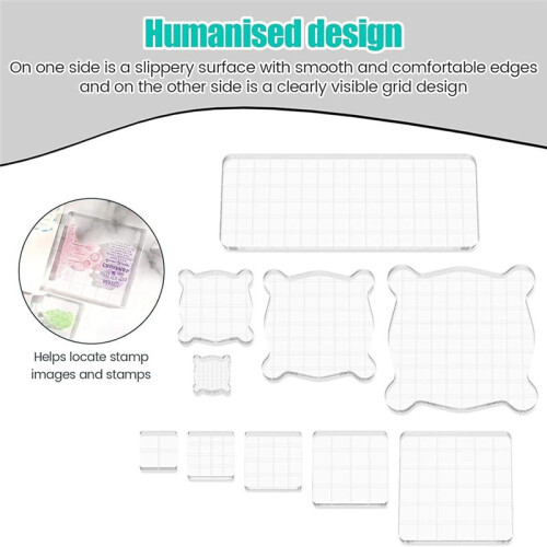 10PCS Acrylic Stamp Block,Versatile Assorted Size Stamp Blocks, Stamping Platform Stamping Tools Set for Card Making