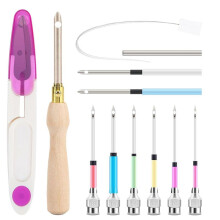 13Pcs Punch Needle Kit,Punch Needle Tool Adjustable Punch Needle Embroidery Kits Wooden Handle Embroidery Pen for Floss