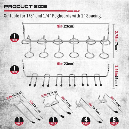 121Pcs Pegboard Hooks Assortment - Durable Pegboard Accessories,for Tool Organization, Ideal for Garage, Workshop 2