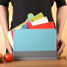Cutting Boards 4Pcs/Set with Holder for Kitchen,Chopping Block with Food Icons,Anti Bacterium,Dishwasher Safe, Non-Slip