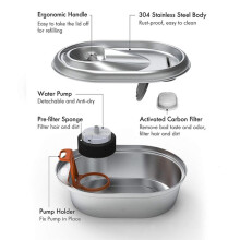 Cat Water Fountain Filters with 12 Sponges, Pet Replacement Filters for Stainless Steel 108Oz/3L, 67Oz/2L Pet Fountain
