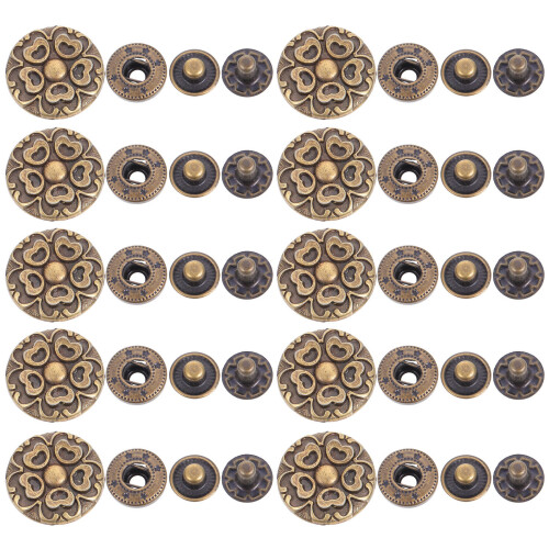 60Sets Dunkelbraune Bronze Druckknöpfe Schnappverschluss
