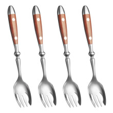 Juego de 4 Tenedores de Metal para Ensalada, Cucharas de Ensalada de Acero Inoxidable con Manejar de Baquelita, Tenedores para Ensalada, Fruta y