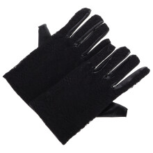 4Paare Schwarze Spitzenhandschuhe Damen Mit Punkigem Metalldesign