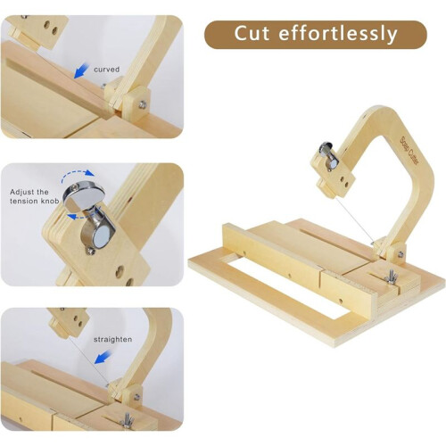 Wooden Soap Cutters for Soap Making,Soap Slicer for DIY Soap,Cheese,Butter,Cake,Bread Making.Adjustable Wire Soap Cutter