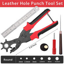 Ensemble de Perforatrices pour Cuir, Kit de Pinces à Poinçonner Rotatives Professionnelles, Perforatrice Rotative Super Robuste, Multi-Trous de