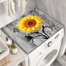 Flowers Washer Dryer Dust Cover Mat for Top Washing Machine Dust Cover Pad Fast Drying Absorbent Mat Top Protector Mat