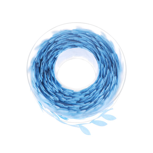 2Rolls Sky-Blue Gift Wrapping Ribbon Leaf Pattern Durable Material