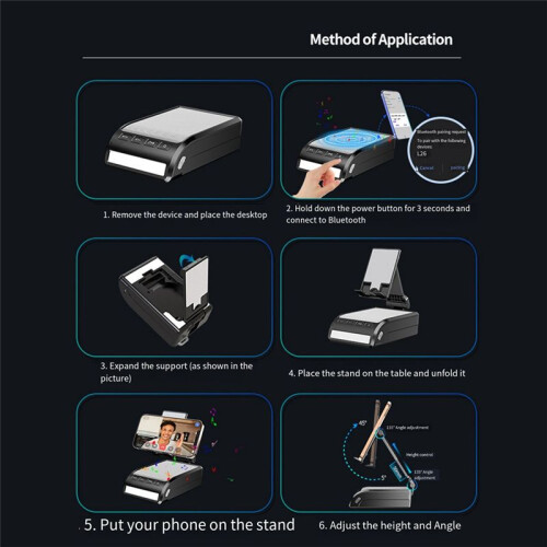 Mobile Phone Holder with  Speaker Led Light Built-in Microphone Portable Foldable Cell Phone Stand 1