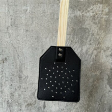 Muggenmepper met Houten Handvat, Handmatige Vliegenmepper PU-Lederen Muggenmepper