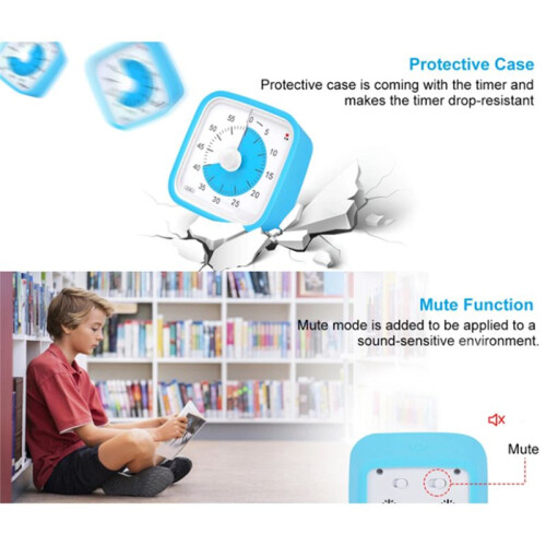 Green Children Student Study Manual Visual Timer Alarm Clock Kitchen Timer with Protective Cover  Manager 2