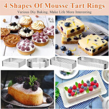 Anneau à Gâteau 8 Pièces, Anneau à en Acier Inoxydable, Anneaux de Cuisson Multi-Formes, Moule à Anneau de Pâtisserie Antiadhésif pour la