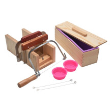 9PCS Silicone Soap Molds Kit,Rectangular Wooden Silicone Soap Mold Cutter SlicerHandmade Soap DIY for Soap Cake Making