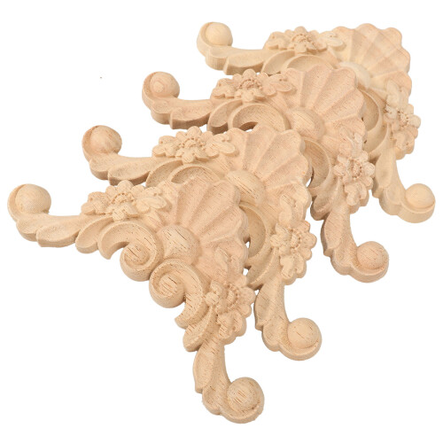 12Pièces Décorations Murales Bois Sculpté Khaki Pour Meubles Élégants